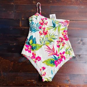 Billabong Womens One Piece Swimsuit Island Hop One Shoulder Strap Floral Medium